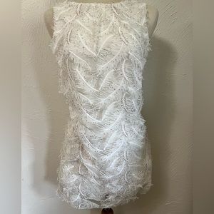 Guess White Dress W/Fringe Leaf & Sparkly Embellishments